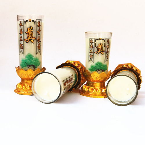 紅白色防風(fēng)無(wú)煙酥油水晶蠟燭祭祀靈堂清明掃墓玻璃奠頭七室外燭燈