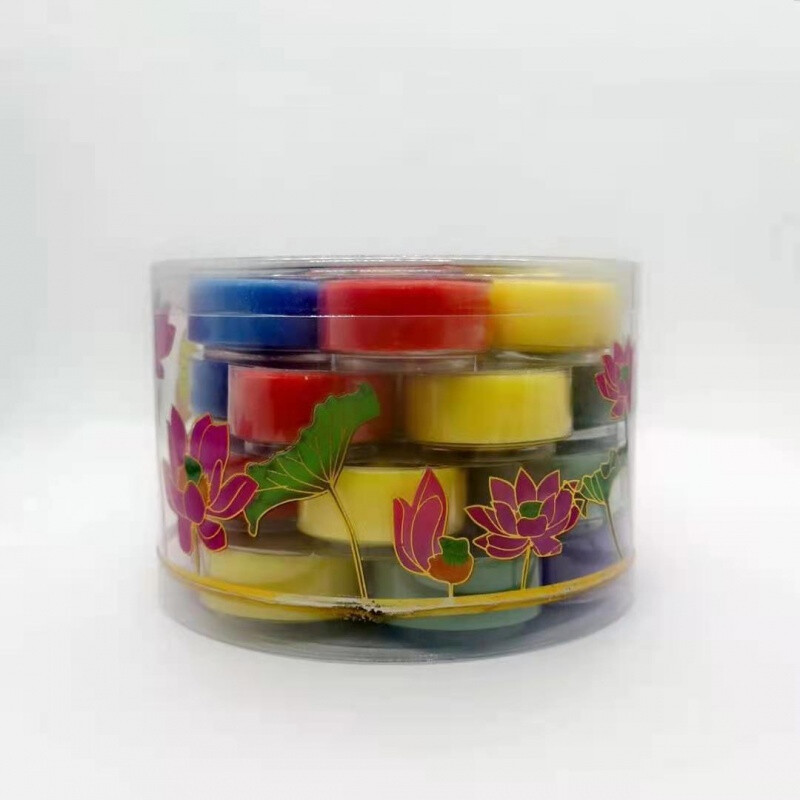 【京選】添發酥油梅花粒28粒酥油燈酥油粒香薰味植物酥油燭無煙蠟燭 黃色4小時 (一箱6盒)